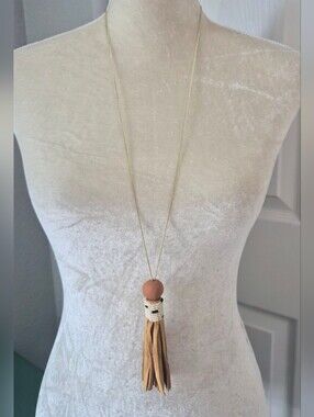 Noonday Collection Tassel Statement Necklace Bohemian Western Gold Tone